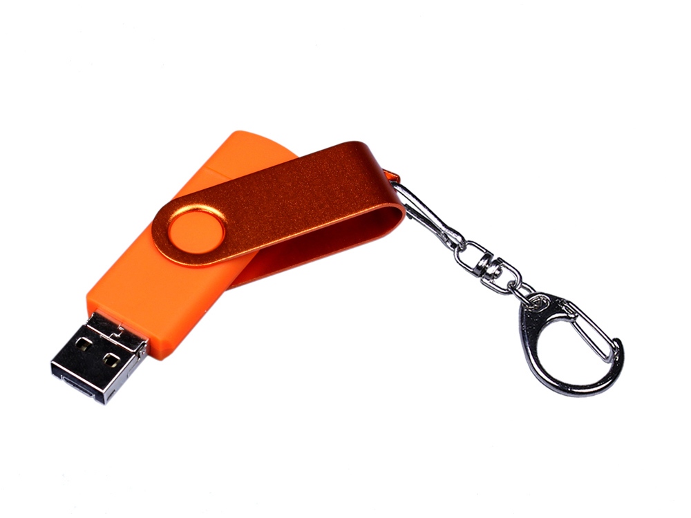 USB 2.0/micro USB/Type-С- флешка на 64 Гб 3-в-1 с поворотным механизмом